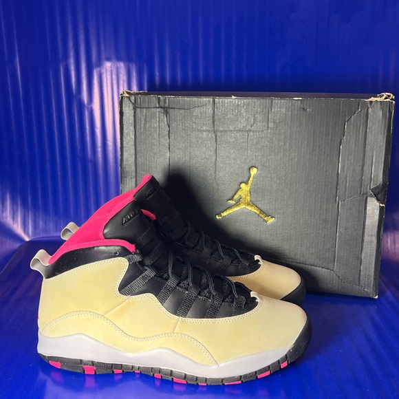 Air Jordan 10 Retro Cream/Black/Pink Size 8Y Women 9.5 Like New Fast Shipping - Picture 2 of 8
